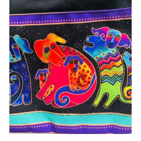 Laurel Burch Cloth Crossbody Bag Purse Dog & Doggies Colorful Design Zippered - Picture 6 of 16